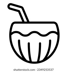 Coconut drink line icon. Summer cocktail vector illustration isolated on white. Exotic beverage outline style designed for and app.