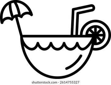 Coconut Drink Line Vector Icon Design