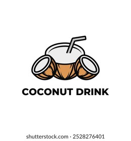 coconut drink logo design concept vintage style