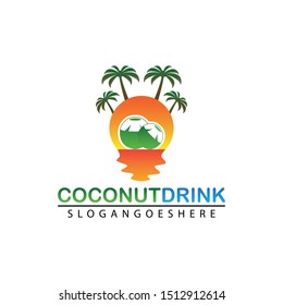 Coconut drink logo design vector illustration which is still fresh