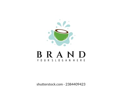 Coconut drink logo design with water splash elements