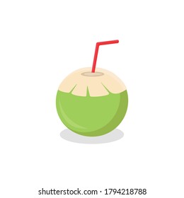 coconut drink logo with straw. vector illustration.