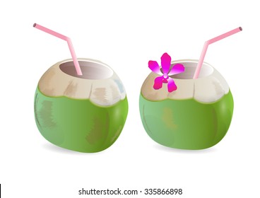 Coconut drink on white background, isolated, vector illustration