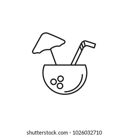 Coconut drink outline icon. Thailand Coconut drink vector illustration isolated on white background. Element Thailand culture and traditions.