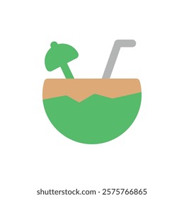 coconut drink party icon flat icon