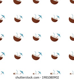 Coconut drink pattern with straw and umbrella for use in textiles or web design
