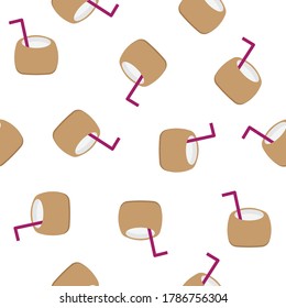Coconut drink seamless pattern wallpaper perfect for clothing fabric, background, or wrapping paper