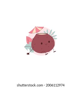 Coconut Drink Sticker On White Background