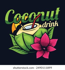 Coconut drink vector drawing design