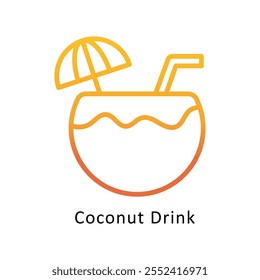 Coconut Drink   Vector Gradient outline Icon. Eps10 File