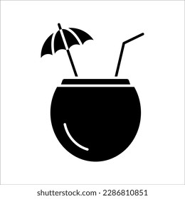 Icono vector de bebida de coco sobre fondo blanco. Símbolo plano vectorial de bebida de coco símbolo de la colección de bebidas modernas para el concepto móvil y el diseño de aplicaciones web. 10.