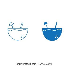 Símbolo del símbolo del icono del vector de la bebida de coco