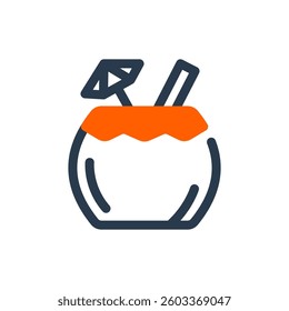 Coconut Drink Vector Icon for Songkran