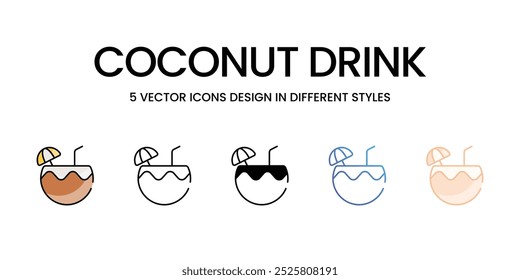 Coconut Drink vector icons set stock illustration