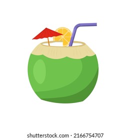 Ilustración vectorial de la bebida de coco aislada en fondo blanco