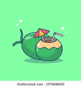 Coconut Drink Vector Illustration Tropical drink summer driink and fruit