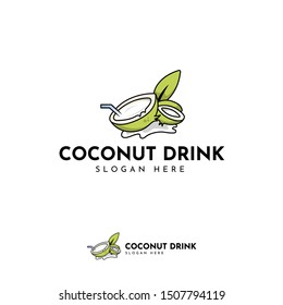 coconut drink vector logo design