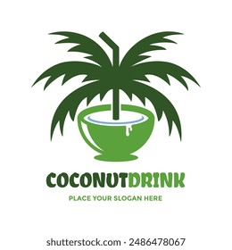 Coconut drink vector logo template. This design use coconut tree with class. Suitable for culinary, food and drink.