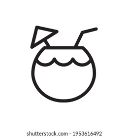  Coconut Drink Vector Outline Icon. EPS 10 File. Hotel and Services Symbol