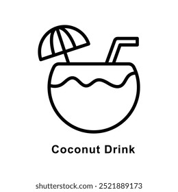 Coconut Drink vector  Outline icon style illustration. Symbol on White background EPS 10 File