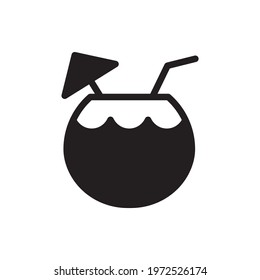 Coconut Drink vector solid icon. Hotel and Services Symbol EPS 10 File