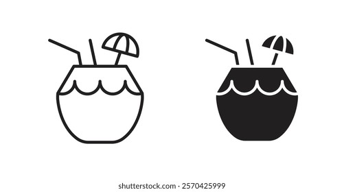 Coconut drink vector web icons set