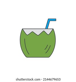 icono de consumo de coco en el icono de color, aislado en el fondo blanco 