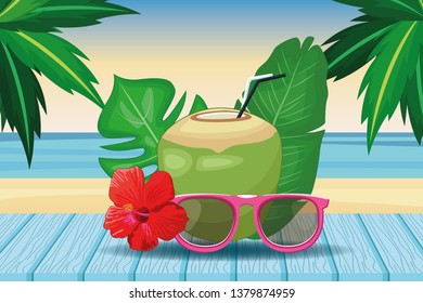 coconut drinks and sunglasses