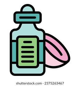 Coconut dropper icon outline vector. Cosmetic ad. Coco cream color flat