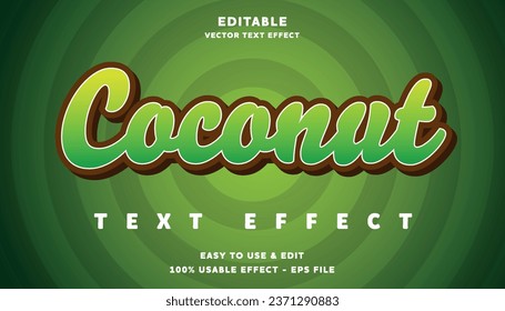 coconut editable text effect with modern and simple style