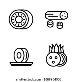 Coconut, eggplant, avocado, with a kiwi set of illustration with a detailed style