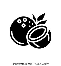 coconut exotic nut glyph icon vector. coconut exotic nut sign. isolated contour symbol black illustration