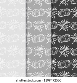 coconut exotic, tropical seamless pattern, leaves