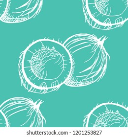 coconut exotic, tropical seamless pattern