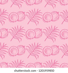 coconut exotic, tropical seamless pattern, leaves