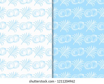 coconut exotic, tropical seamless pattern, leaves