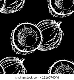 coconut exotic, tropical seamless pattern