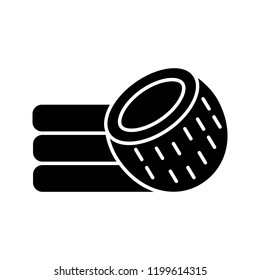 Coconut fiber mattress glyph icon. Silhouette symbol. Coconut coir bed mattress. Organic latex material. Negative space. Vector isolated illustration