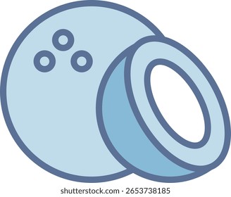 Kokosnuss gefüllt Blautöne Symbol
