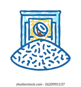 flocos de coco ícone doodle esboço vetor. sinal flocos de coco. símbolo isolado ilustração
