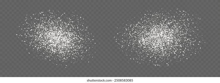 Coconut flakes, pile of grated and desiccated coconut flakes, dry scattered coco texture. Vector illustration.