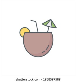 Coconut Flat Icon Isolated On White Background