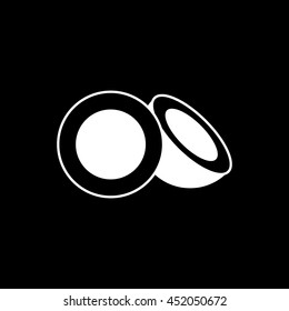 Coconut Flat Icon On Black Background