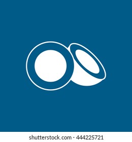 Coconut Flat Icon On Blue Background