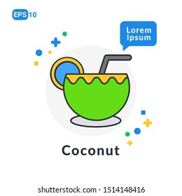 Coconut Flat icon. Used For web, logo, mobile app, User Interface and Infographic