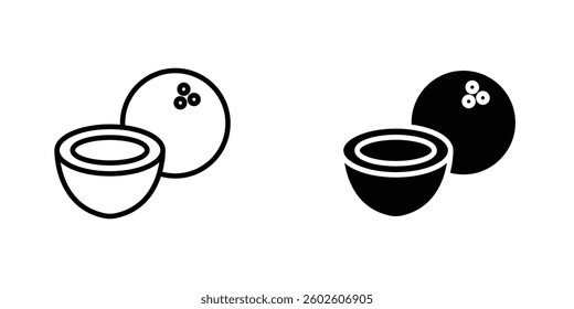 Coconut flat Icons in line outline and flat solid style on white background