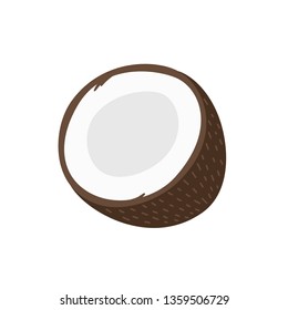 Coconut flat illustration isolated on white background. Cartoon vector icon