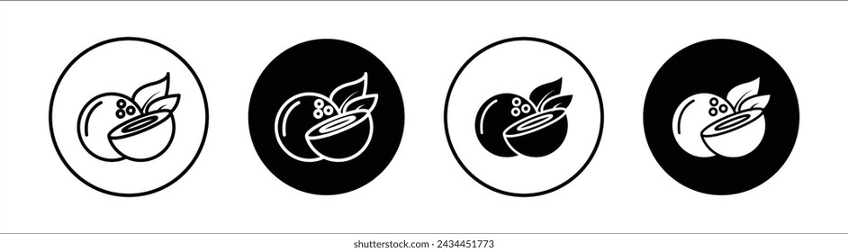 Coconut flat line icon set. Coconut Thin line illustration vector