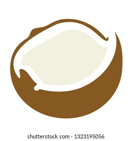 coconut flat simple illustration. Kitchen cooking - vegetables and fruits series.