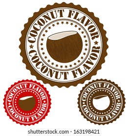 Coconut flavor set of rubber stamps, vector illustration